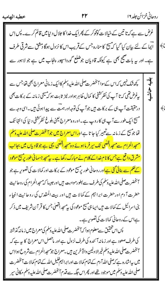 Mirza Qadiani claim that Masjid Al-Aqsa is in Qadian, India